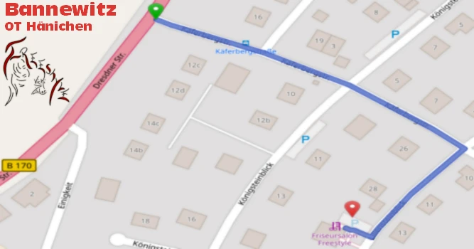 Anfahrt von Dresdener Straße zum Liliensteinblick 30